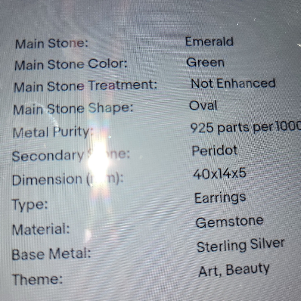 Authentic Raw Emeralds Fine 925 Sterling silver Earrings - Picture 5 of 5